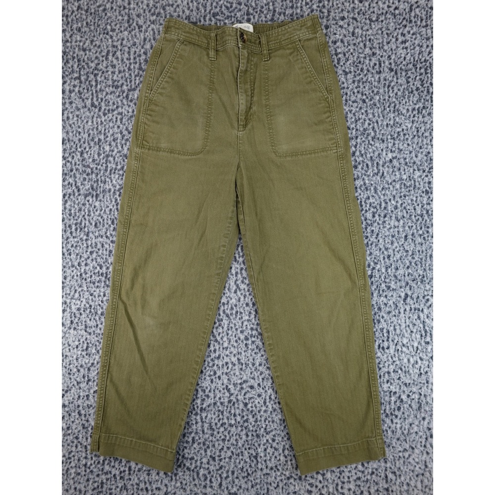Madewell Pull-On Utility Pants Womens Small Olive Green Relaxed Straight Leg